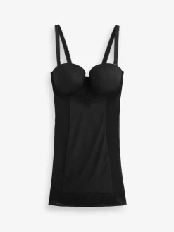 Black DD+ Firm Tummy Control Lightly Padded Lace Slip