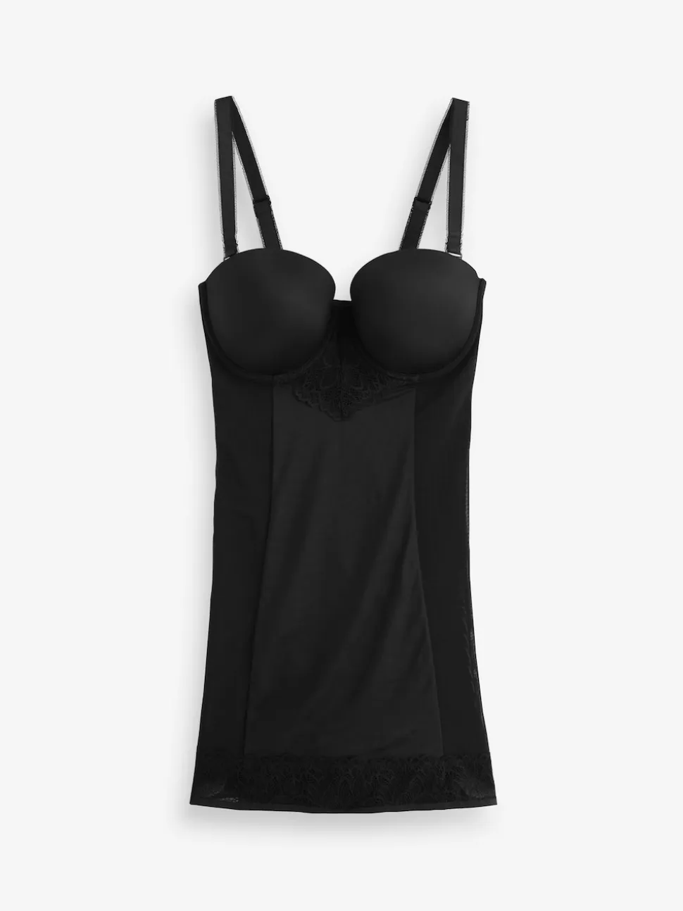 Black DD+ Firm Tummy Control Lightly Padded Lace Slip