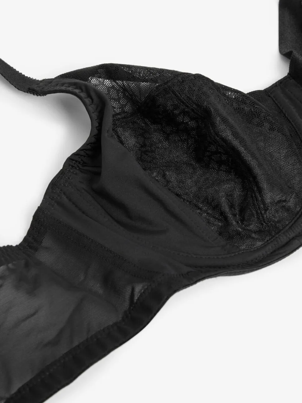 Black DD+ Non Pad Balcony Smoothing Animal Mesh Underwired with Side Support Bra