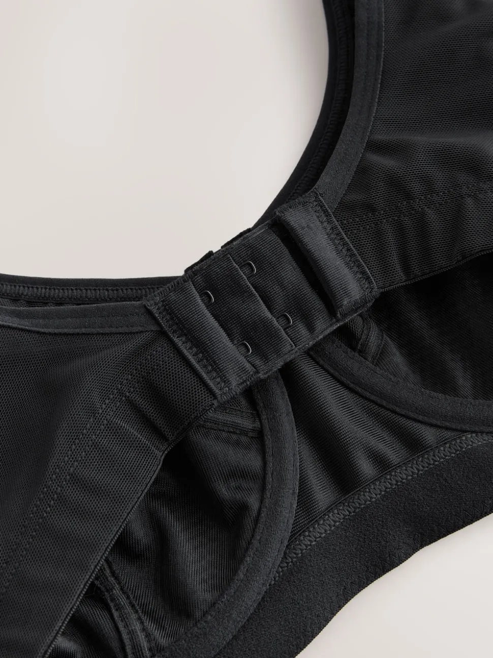 Black DD+ Non Pad Full Cup Dry Tech High Impact Sports Bra