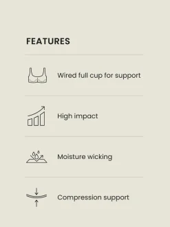 Black DD+ Non Pad Full Cup Dry Tech High Impact Sports Bra