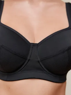 Black DD+ Non Pad Full Cup Dry Tech High Impact Sports Bra
