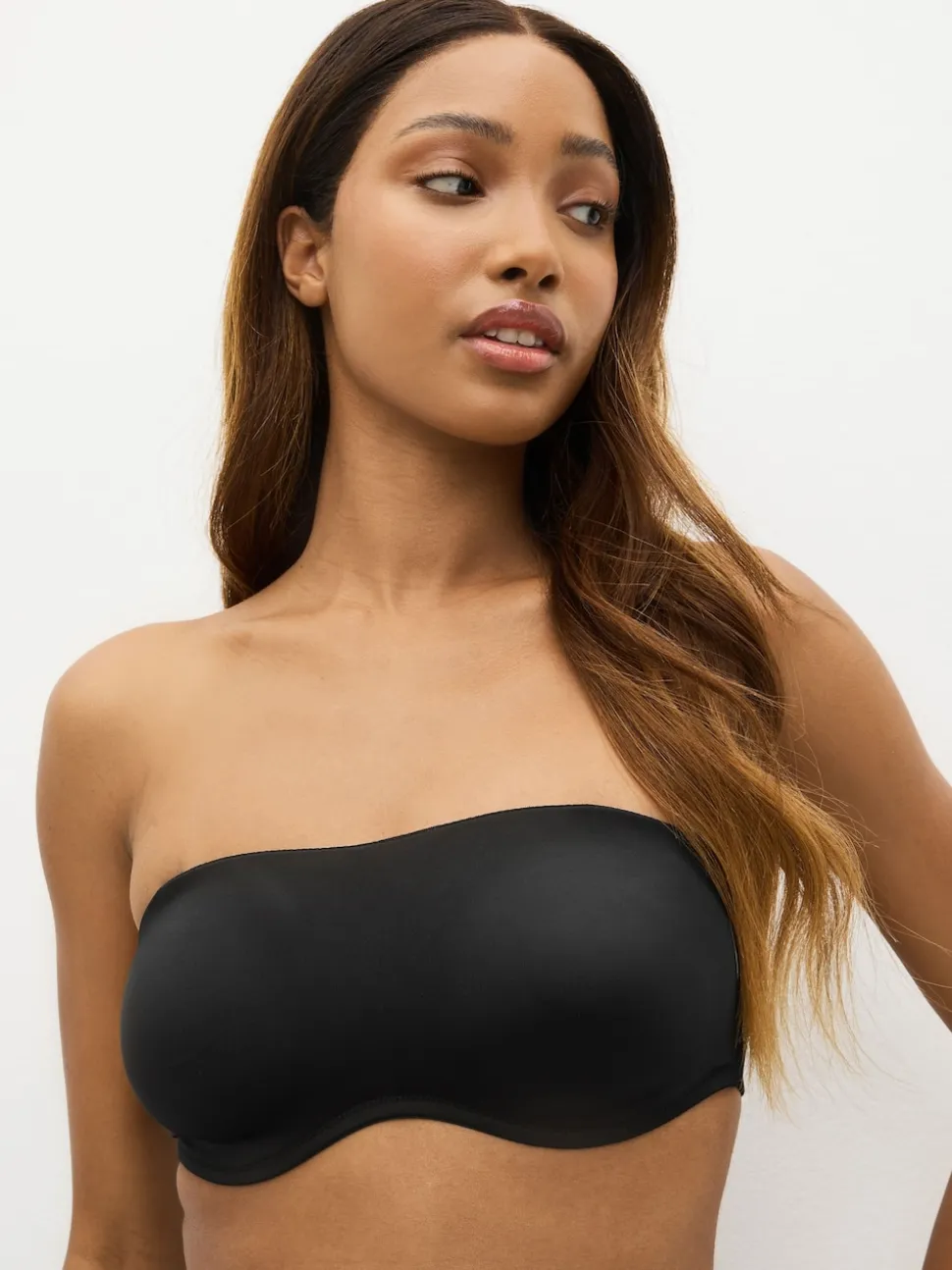 Black DD+ Non Pad Minimise Strapless Bandeau Bra