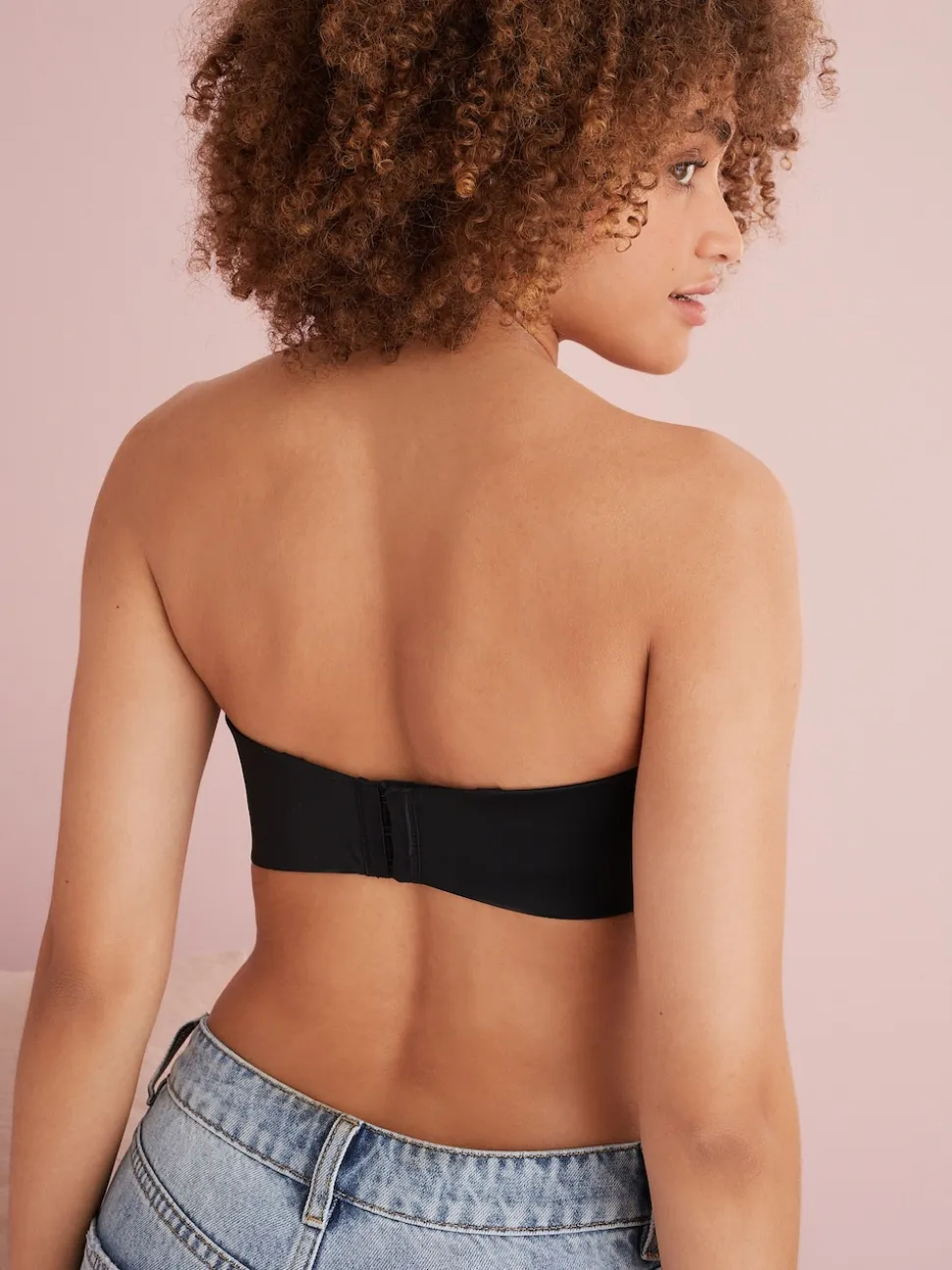 Black DD+ Non Pad Minimise Strapless Bandeau Bra
