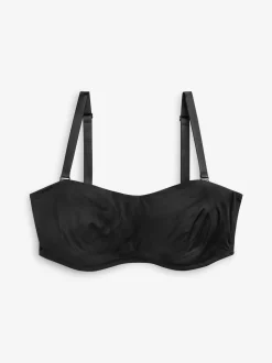 Black DD+ Non Pad Minimise Strapless Bandeau Bra