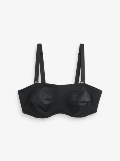 Black DD+ Non Pad Minimise Strapless Bandeau Bra