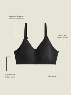 Black DD+ Non Pad Non Wire Ultimate Comfort Bra