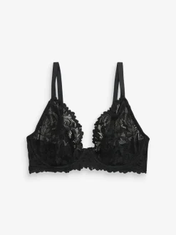 Black DD+ Non Pad Plunge Lace Ultimate Comfort Bra