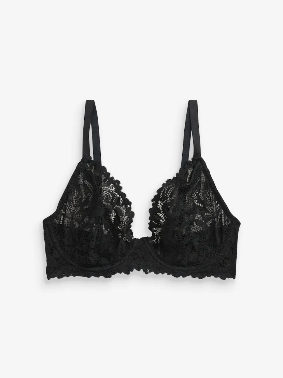 Black DD+ Non Pad Plunge Lace Ultimate Comfort Bra