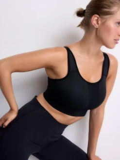 Black DD+ Ultimate Dry Tech Breathable Lightweight Pad High Impact Sports Bra