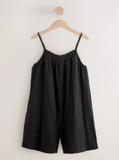 Black Double Cloth Playsuit