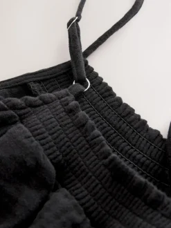 Black Double Cloth Playsuit