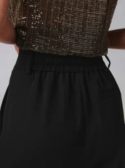 Black Elastic Back Wide Leg Trousers