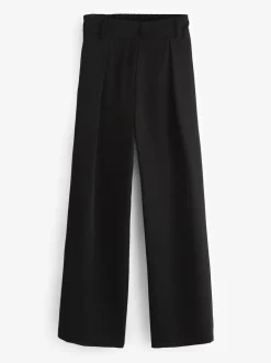 Black Elastic Back Wide Leg Trousers