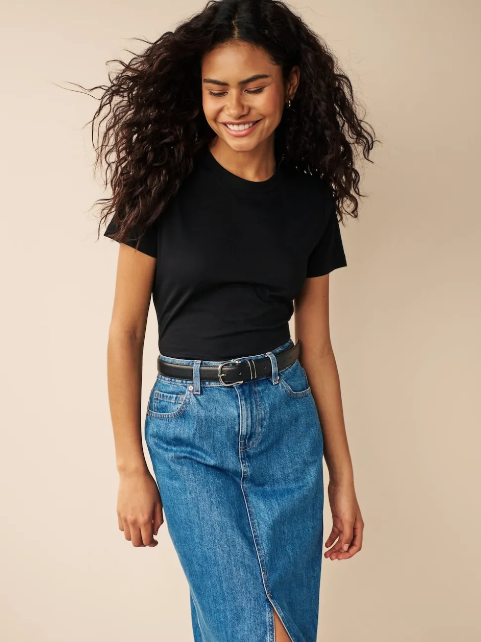 Black Essential Pure Cotton Short Sleeve Crew Neck T-Shirt