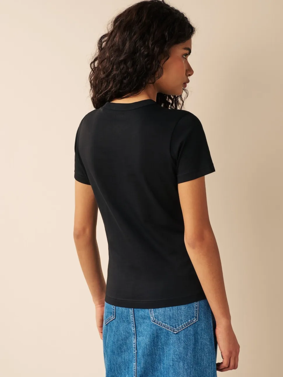 Black Essential Pure Cotton Short Sleeve Crew Neck T-Shirt