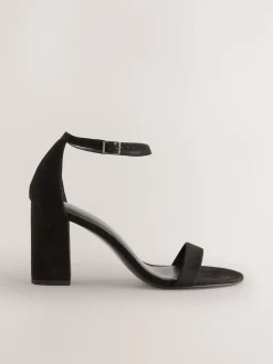 Black Extra Wide Fit Block Heel Sandals