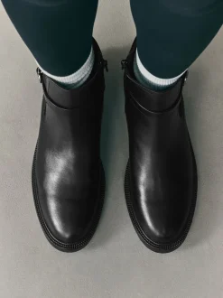 Black Extra Wide Fit Buckled Chelsea Boots