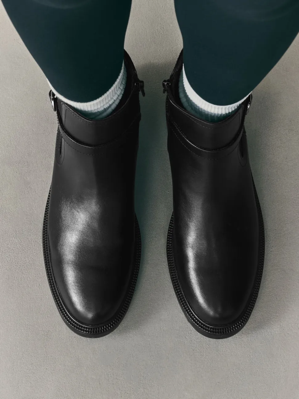 Black Extra Wide Fit Buckled Chelsea Boots