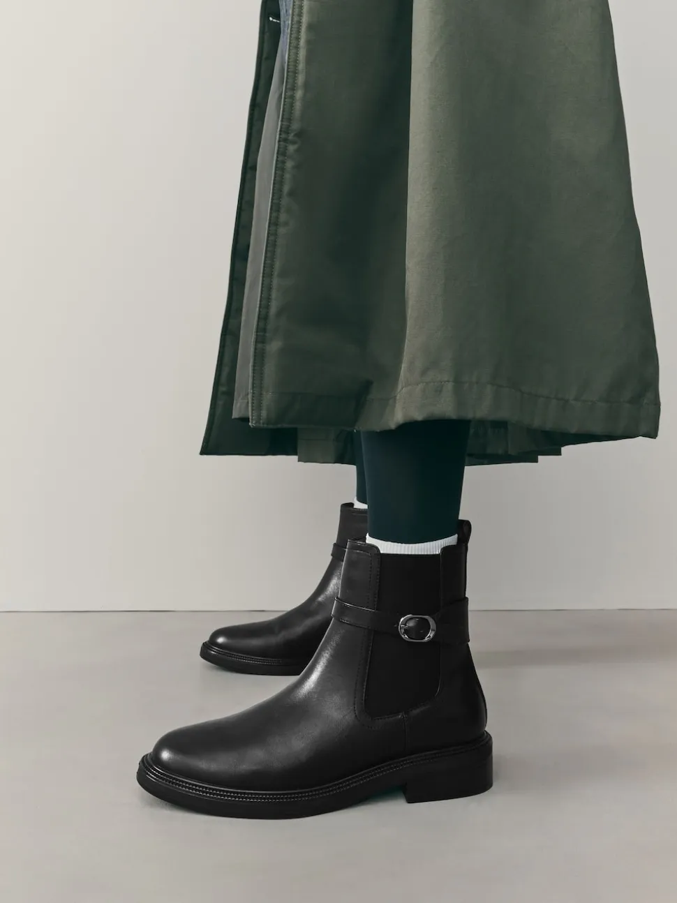 Black Extra Wide Fit Buckled Chelsea Boots