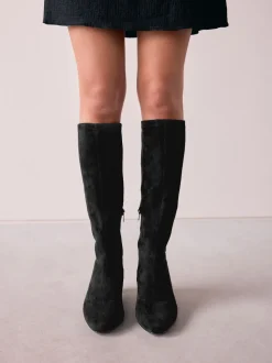 Black Extra Wide Fit Forever Comfort® Chisel Toe Knee Sock Boots