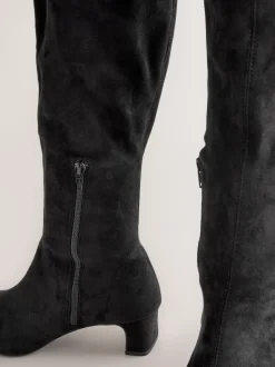 Black Extra Wide Fit Forever Comfort® Chisel Toe Knee Sock Boots