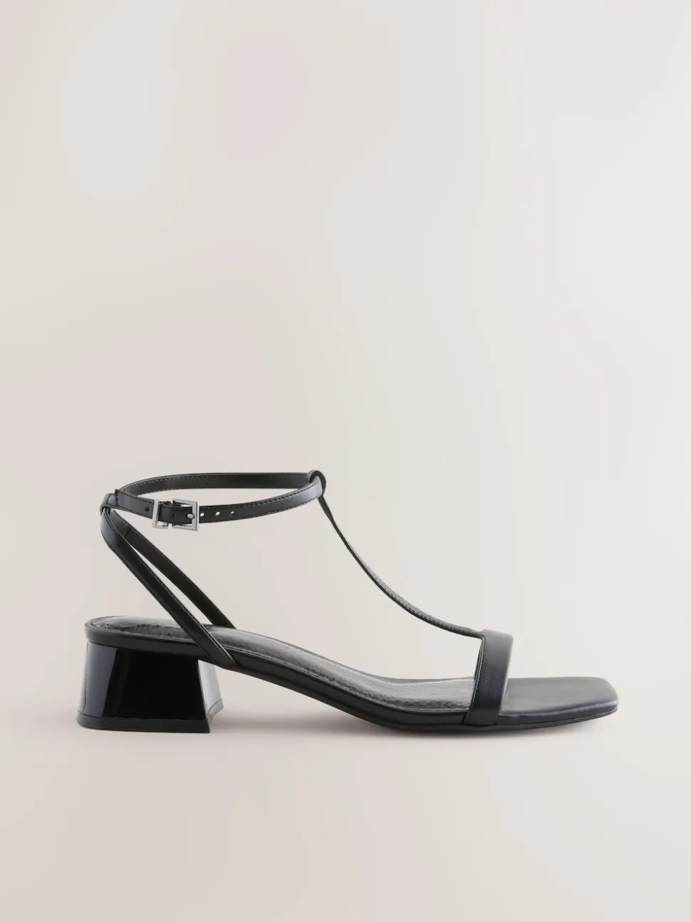 Black Extra Wide Fit Forever Comfort® Low Block Strappy Sandals