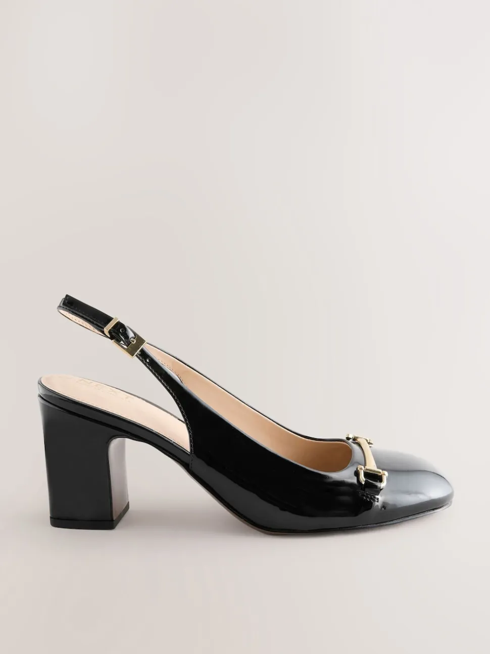 Black Extra Wide Fit Hardware Slingback Block Heels