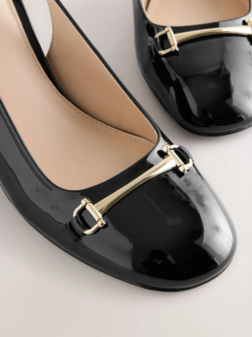 Black Extra Wide Fit Hardware Slingback Block Heels