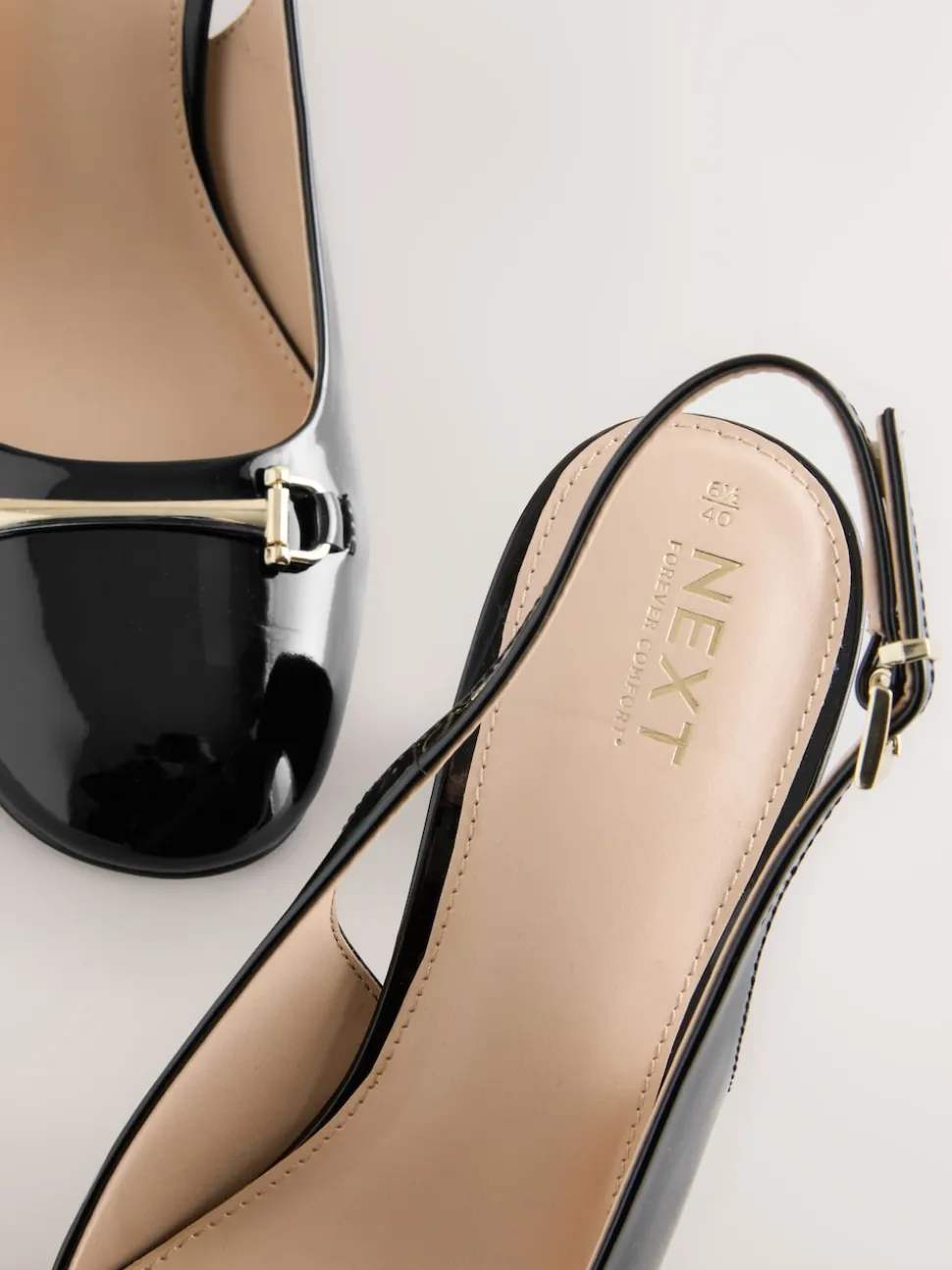 Black Extra Wide Fit Hardware Slingback Block Heels