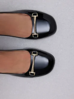 Black Extra Wide Fit Hardware Slingback Block Heels