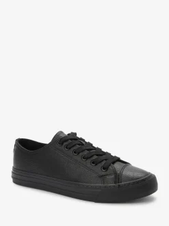 Black Extra Wide Fit Patent Baseball Trainers