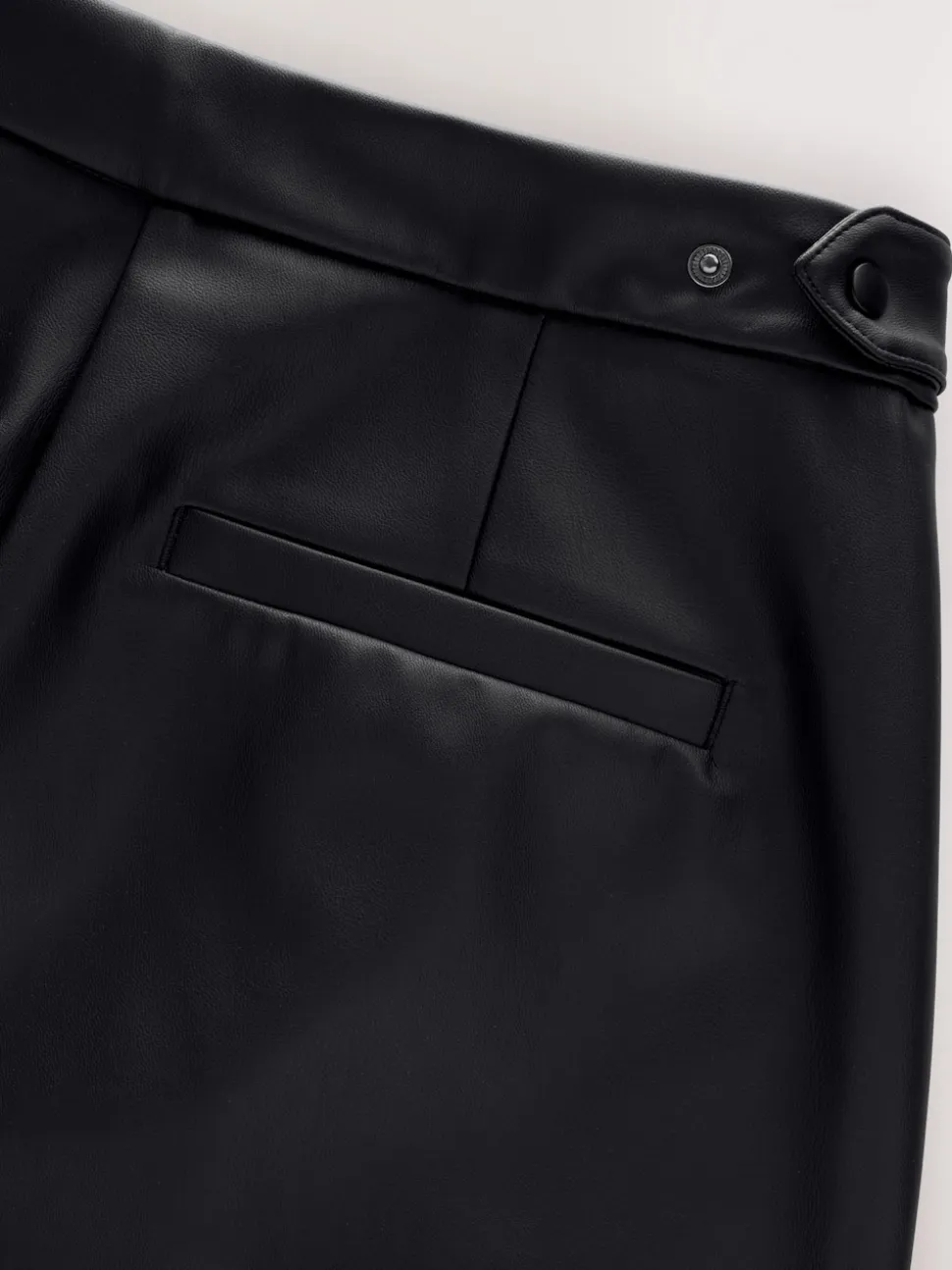 Black Faux Leather Barrel Leg Trousers