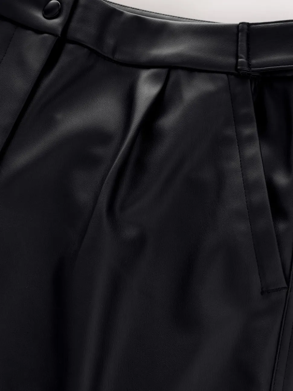 Black Faux Leather Barrel Leg Trousers