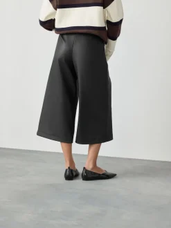 Black Faux Leather Jort Trousers