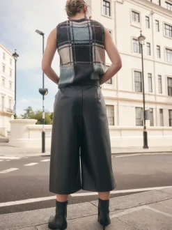 Black Faux Leather Jort Trousers