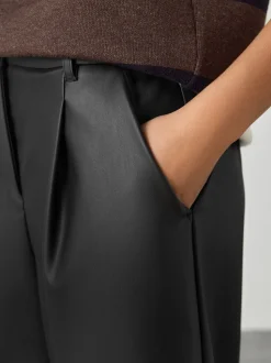 Black Faux Leather Jort Trousers