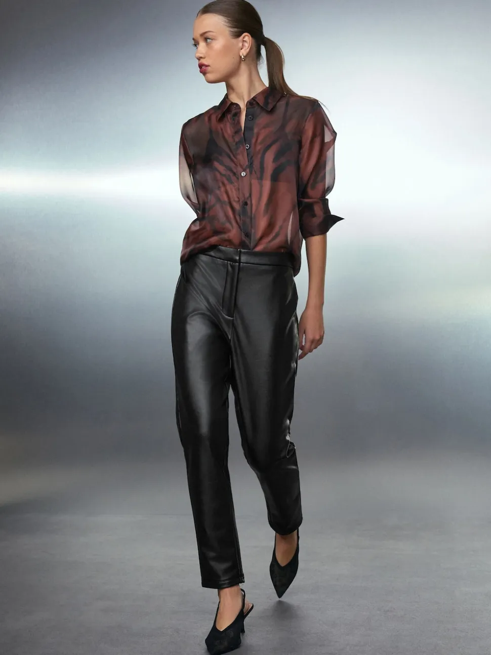 Black Faux Leather Skinny Fit Trousers