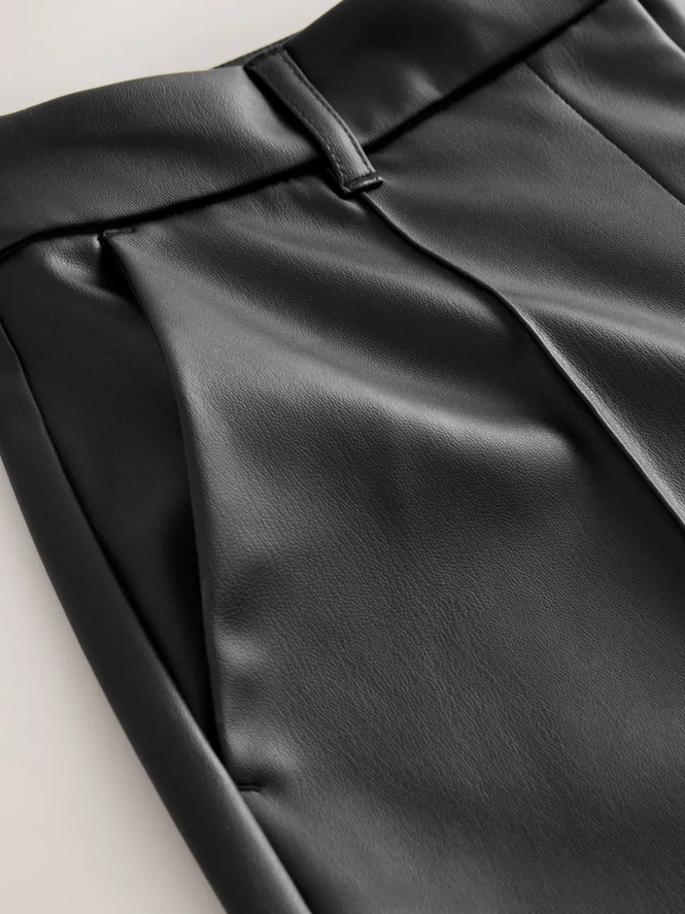 Black Faux Leather Straight Leg Trousers
