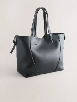 Black Faux Suede Mix Charm Shoulder Bag