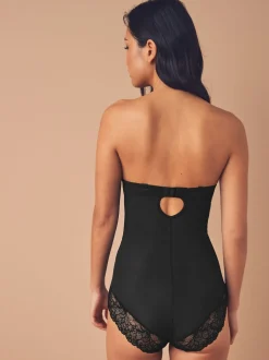 Black Firm Tummy Control Cupped Lace Body