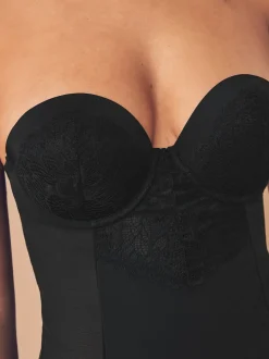 Black Firm Tummy Control Cupped Lace Body