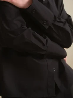 Black Fitted Stretch Essential Long Sleeve Shirt