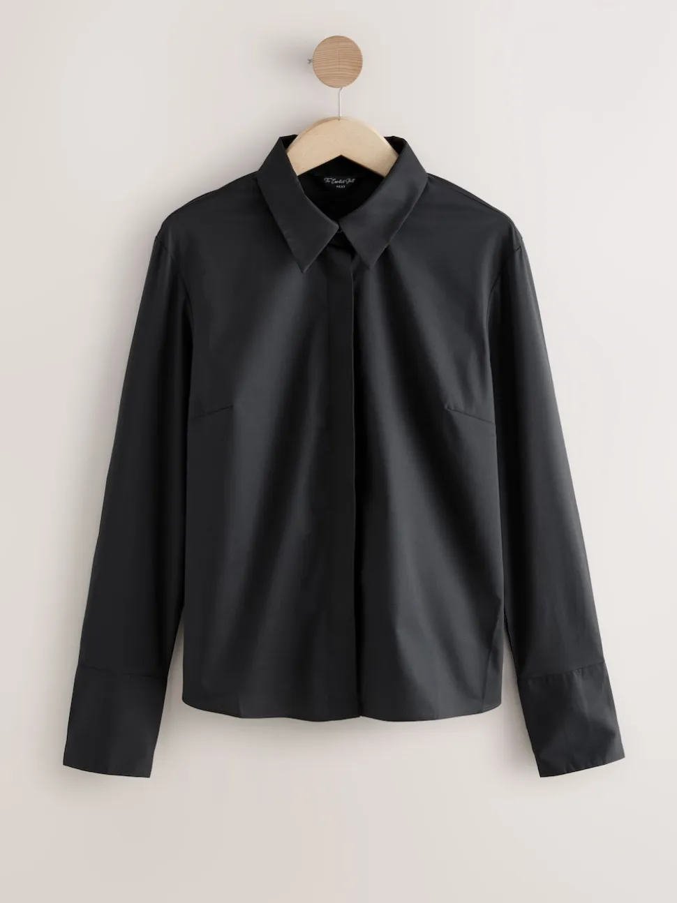 Black Fitted Stretch Essential Long Sleeve Shirt