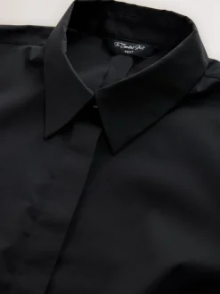 Black Fitted Stretch Essential Long Sleeve Shirt