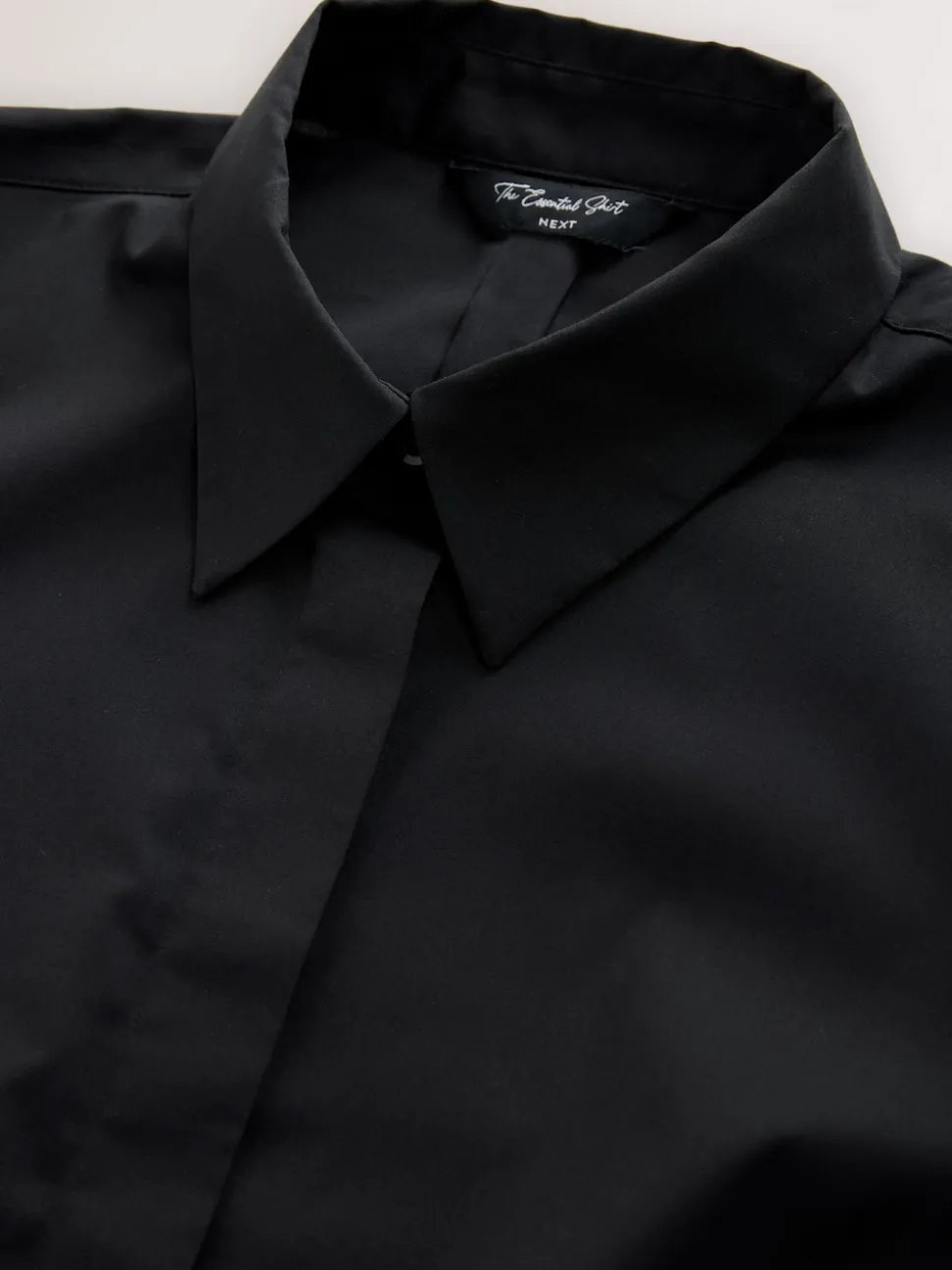 Black Fitted Stretch Essential Long Sleeve Shirt