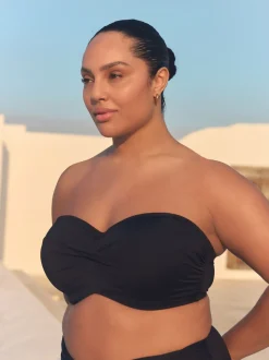Black F-K Twist Bandeau Wired Bikini Top