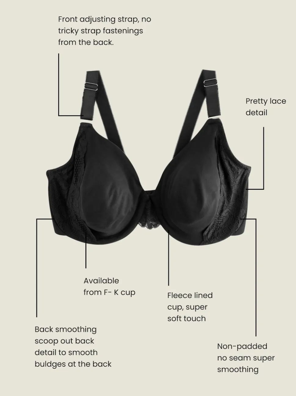 Black F-K Ultimate Comfort & Support Non Padded Underwired Bra