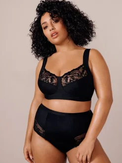 Black F-K Ultimate Comfort Cup Padded Strap Non Pad Non Wired Bra with Side Support