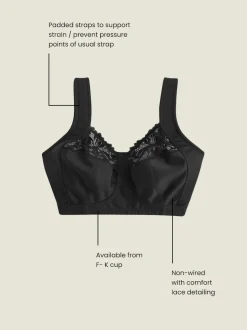 Black F-K Ultimate Comfort Cup Padded Strap Non Pad Non Wired Bra with Side Support